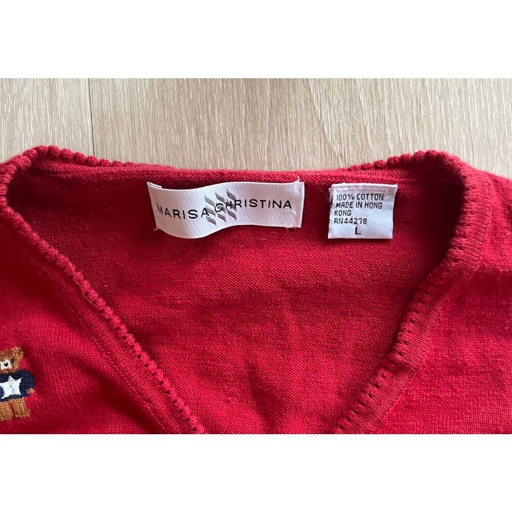 Red teddy bear cardigan, large - Picture 2 of 4